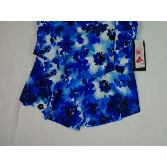 MAXINE of HOLLYWOOD‎ TAKINI SWIMSUIT TOP NAVY BLUE & AQUA FLORAL  Size 18 NWT - Picture 6 of 7